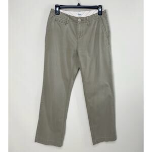 Vintage Bass Y2K Green Khaki Mid-Rise Straight Leg Cotton Trouser Pants Womens 2